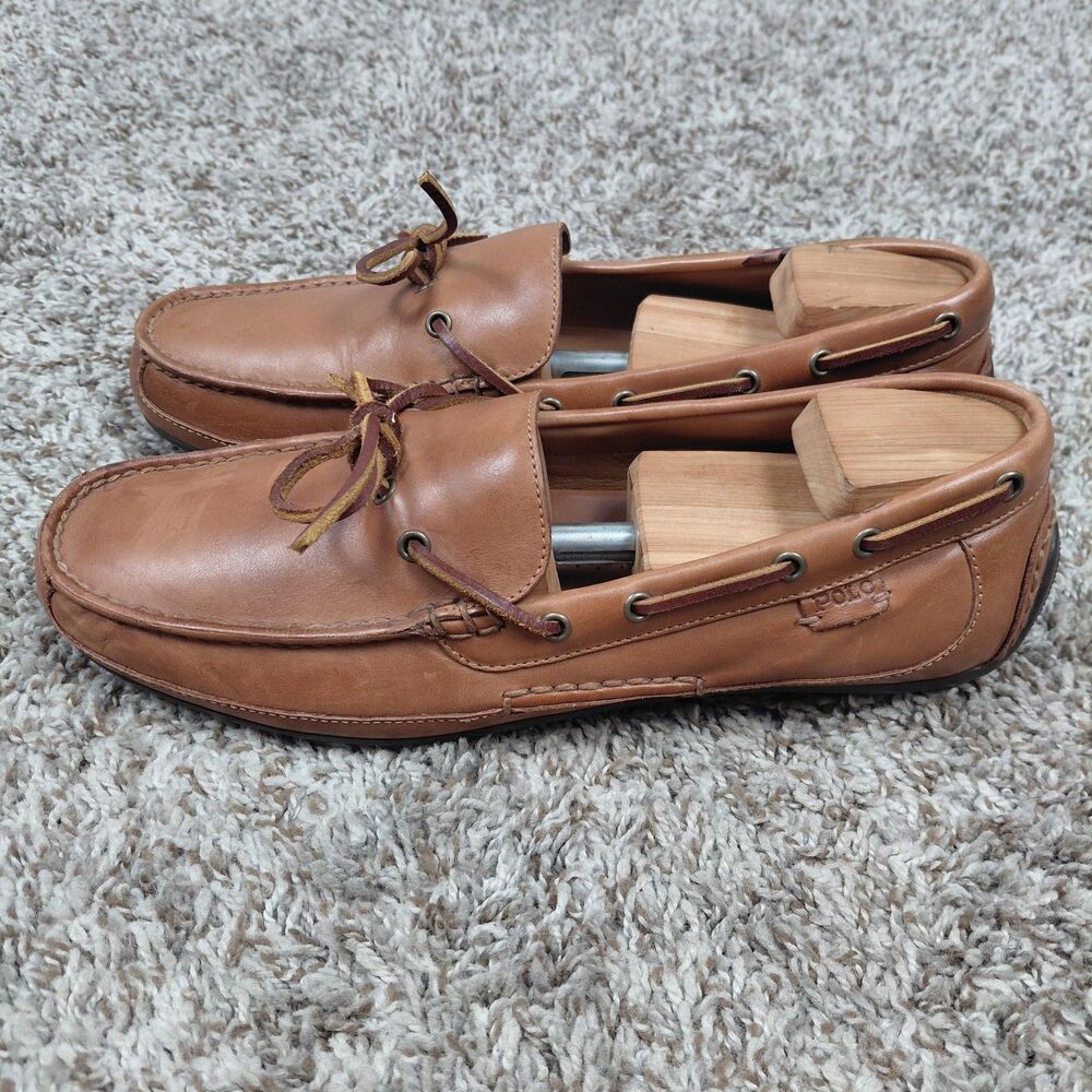 Polo Ralph Lauren Roberts Leather Driving Loafers Men's 11D 11 D Brown Moccasins
